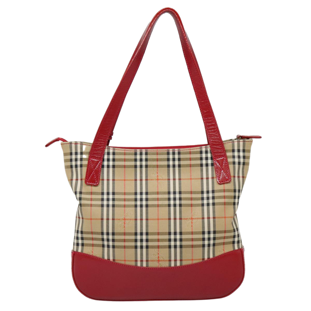 Burberrys Nova Check Tote Bag Canvas Leather Beige Gold Auth 88205 - Picture 3 of 16